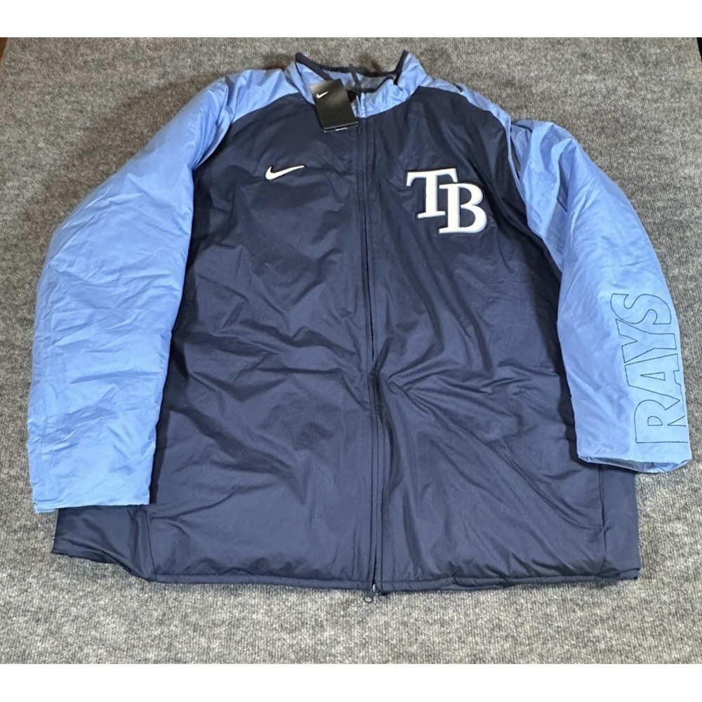 Nike MLB Tampa Bay Rays Men's 3XL Blue Full Zip Goose Down Dugout Jacket NWT